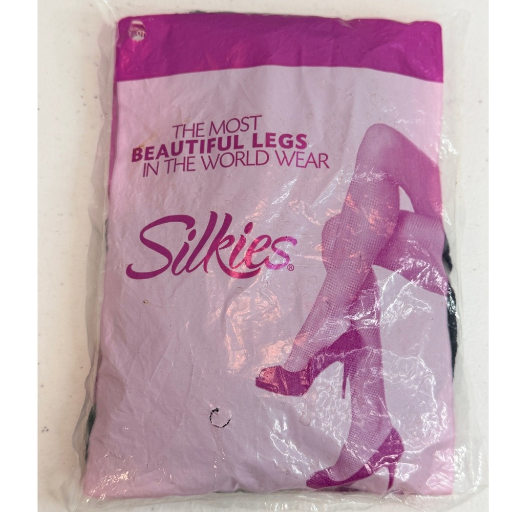Silkies Control Top Pantyhose X-Tall Jet Black Sheer Tights 07040B 2010 USA